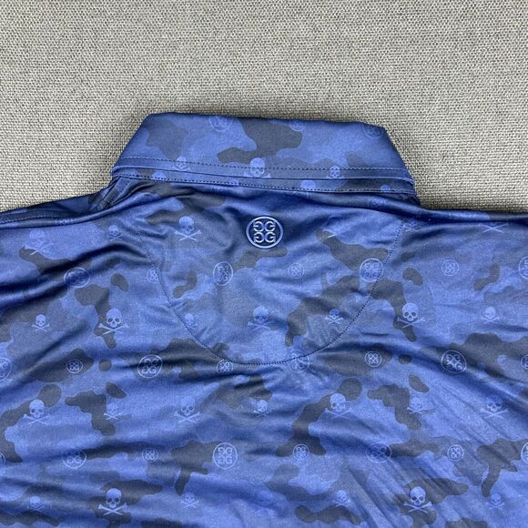 G/Fore Shirt Mens Medium Blue Camo Skull Polo Athletic Fit Performance Golf - Picture 6 of 8
